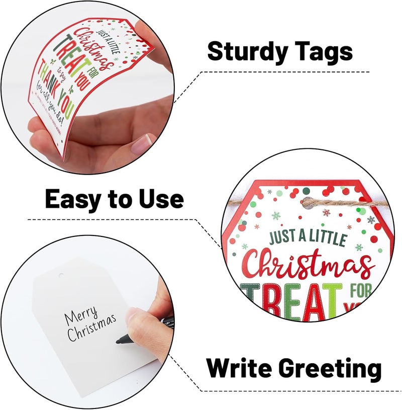Alynta Christmas Gift Tags - 50Pcs Holiday Gift Tags with String Christmas Thank You Tag Xmas Tag for Christmas Presents Gift Wrapping Xmas Decorations - Image 3